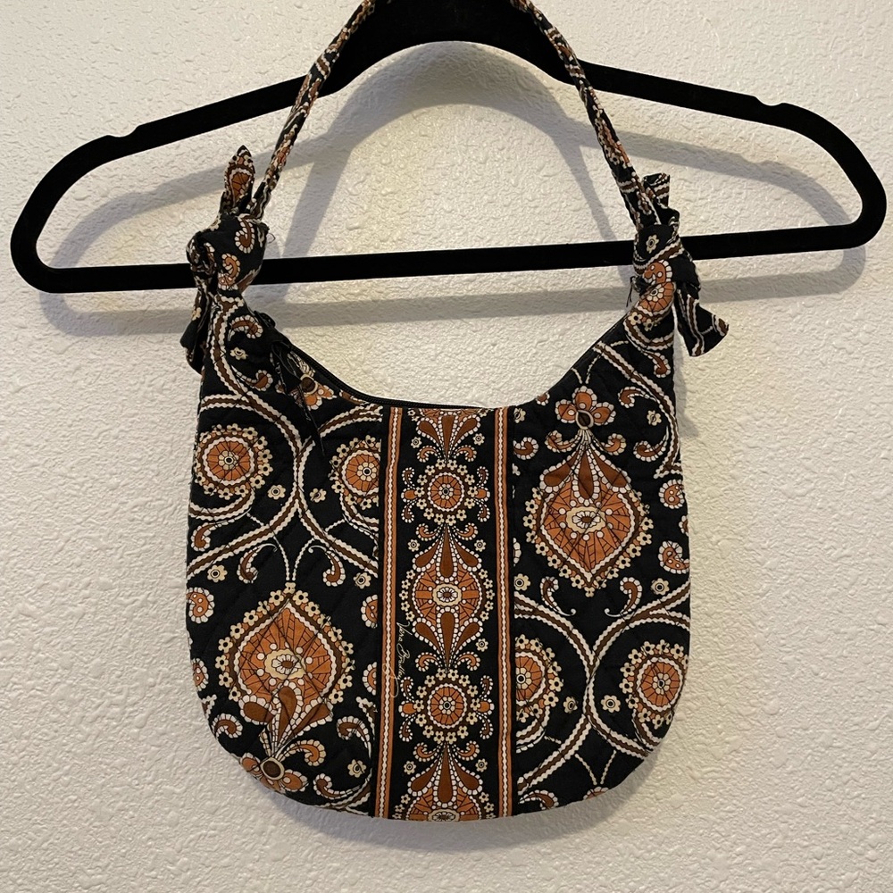 VERA BRADLEY CAFFE LATTE Retired Small Olivia Purse Shoulder Bag Black brown